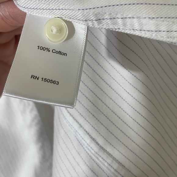 Hinson Wu Luxe Cotton Button‎ Down Top Small White Stripe Preppy Designer Office - Picture 4 of 6